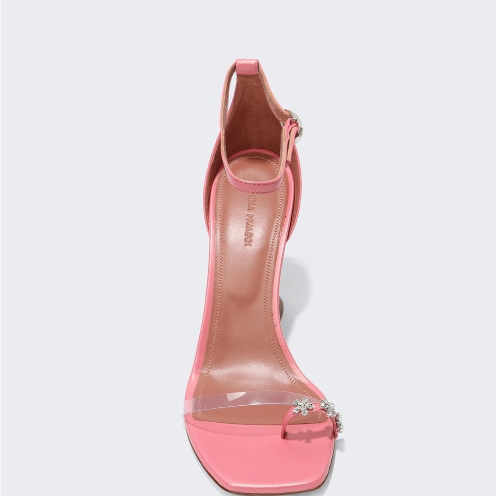Amina Muaddi Pink Strappy Heels
